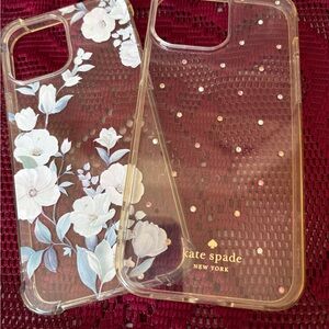 kate spade Clear Phone Case with Floral iPhone Case - White and Blue~~13 Pro Max